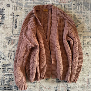 Women's Pol Pink Cable Knit Cardigan Size L